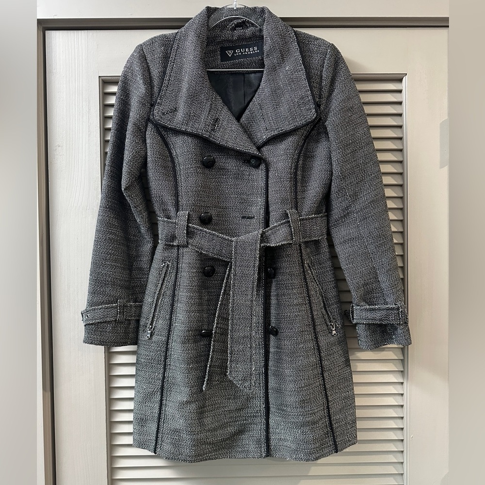 Guess Charcoal Double-Breasted Trench Coat #0134